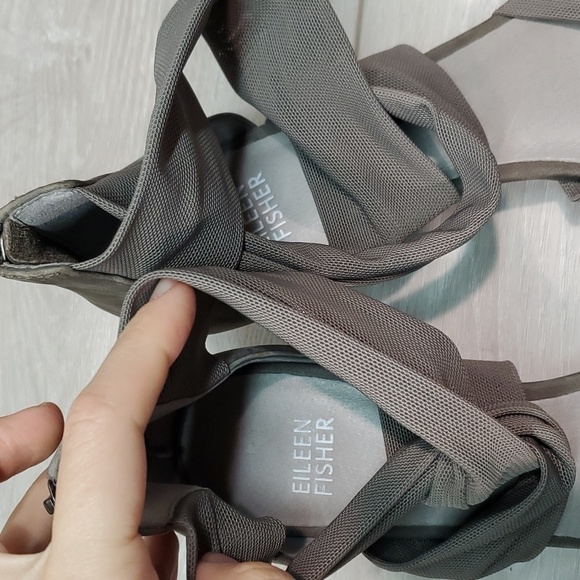 NEW Eileen Fisher Women Joy Mesh Knot Crisscross Heels Sandals shoes sz 8.5 - Picture 6 of 11